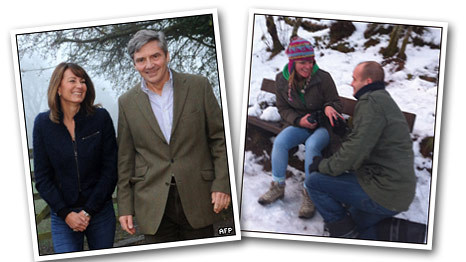 Michael and Carole Middleton (left), David proposing to Jennifer (right)