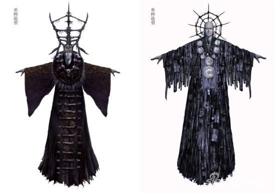 费翔所饰演的天狼国巫师的两款造型设计图