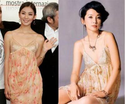 图文：女明星撞衫不停歇--金素妍vs李冰冰