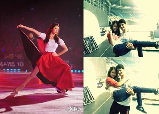 8月14日,在金妍儿主持的花样滑冰节目《kiss&