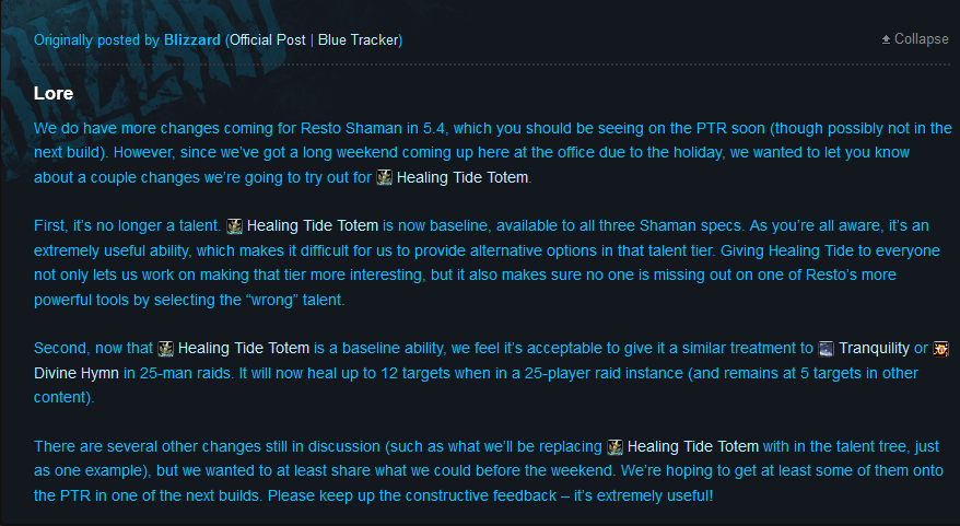 5.4萨满治疗之潮天赋将改为基础技能-新浪魔兽