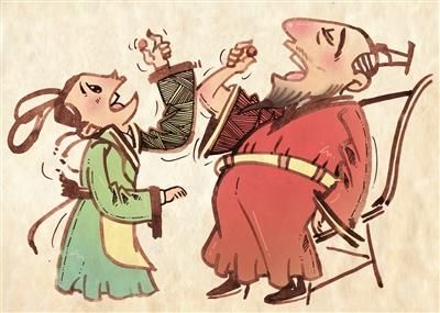 皇帝和皇后一起“吸毒”。张叶 绘