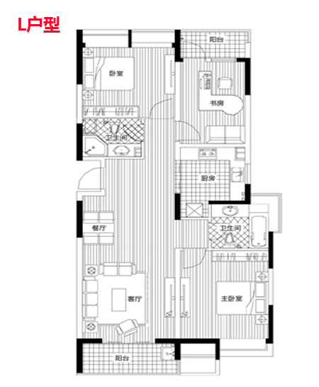 l户型:119平米 三房两厅两卫