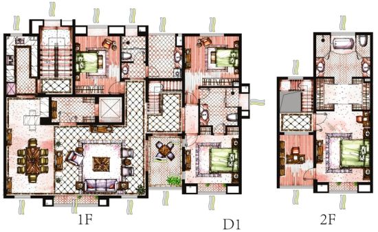 下图的d1户型,总建筑面积258平米; 璞墅云公馆 户型图 林肯公园d1