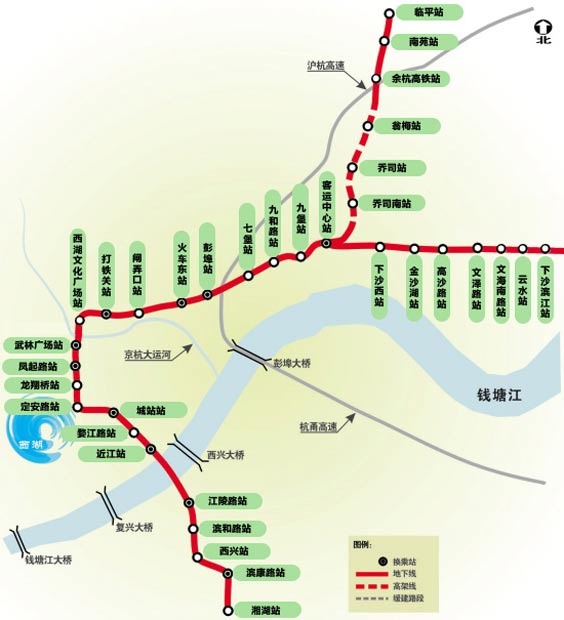 杭州地铁1号线线路图