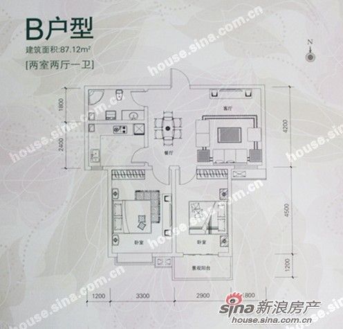 金林佳园两室两厅一卫户型