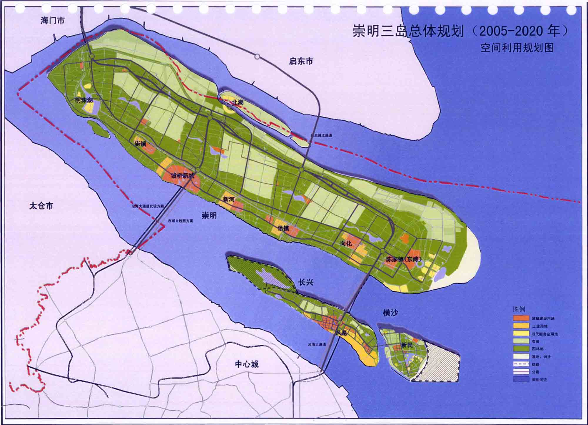 根据《2005至2020年崇明三岛总体规划》,崇明岛主导功能定位为"森林