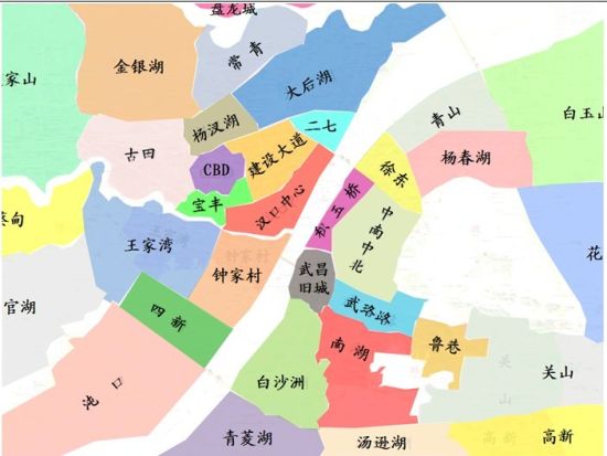 从道路网络,城市印象等因素,结合到武汉市场热销区可细分至近30个板块