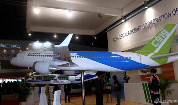资料图：我国自行研制的C919大型客机模型