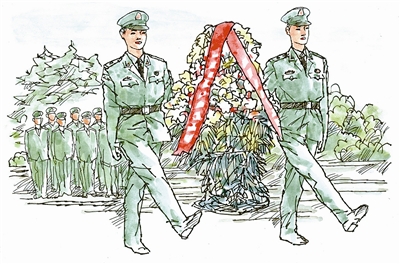 礼步,向烈士致敬 南京军区装甲某师警调连下士