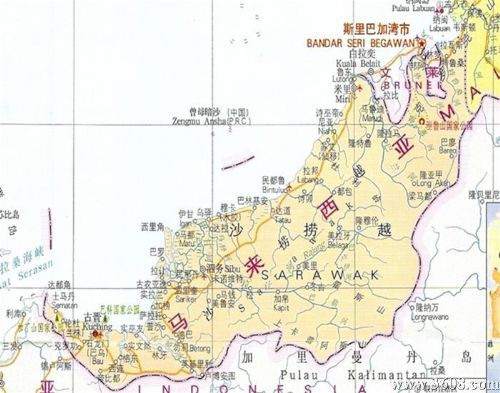 资料图:马来西亚沙捞越距离中国曾母暗沙其实很近