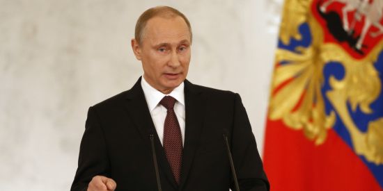 3月18日，俄罗斯总统普京就克里米亚独立并加入俄罗斯在克林姆林宫演讲。