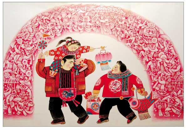 假日连队(中国画)曹天龙作