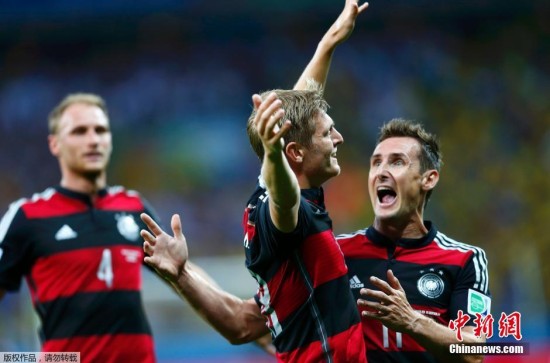 德国7比1大胜巴西改写世界杯多项纪录