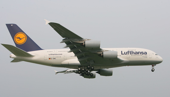 德国汉莎航空“北京”号空客A380客机飞抵北京首都机场摄影：陈诚