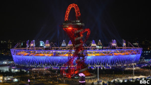 The Olympic stadium at night