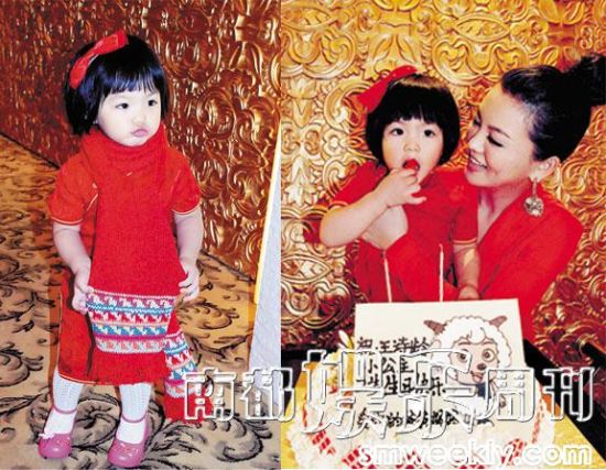 李湘女儿2岁生日宴，公主和公主妈一身红衣喜气洋洋。