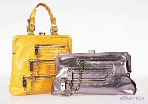TODS Yellow tote bag in lizard 17,200, Silver clutch6,700 ִ