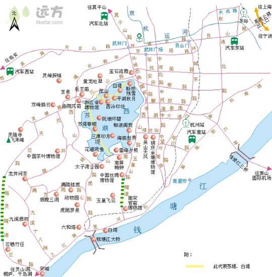 杭州旅游线路图