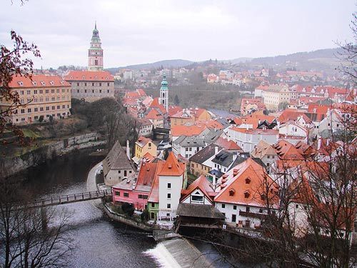 A castle perched on the banks of the river on the cliff