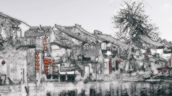 西塘的水墨画主要是以描写西塘人民生活以及西