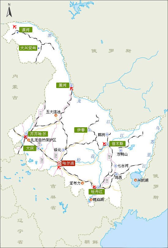 概况旅游线路省内城市黑龙江住宿黑龙江交通城市购物城市美食城市娱乐