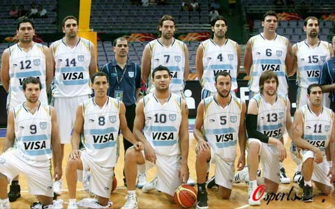 杯]阿根廷男篮VS伊朗 阿根廷队员合影_篮球-C