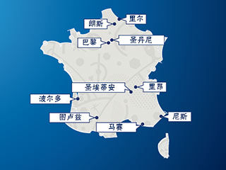 2016法国欧洲杯举办地图法国 锦标赛10座城市