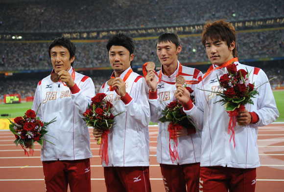资料图片-北京奥运会男子4x100米接力日本摘铜