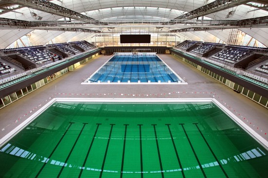 图文-上海东方体育中心加紧调试 静谧的游泳馆