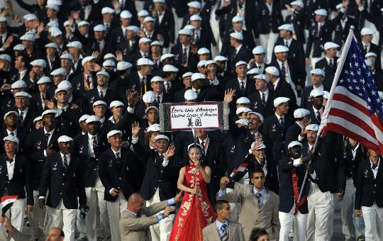 图文-北京奥运会运动员入场仪式 气势庞大人数众多