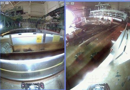 到的福岛核电站2号机组内乏燃料池(左)和反应堆安全壳的盖子的照片