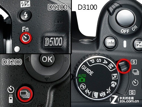 数码相机 > 正文  放大缩小键方面,尼康d3200以及d3100都放在了左下角