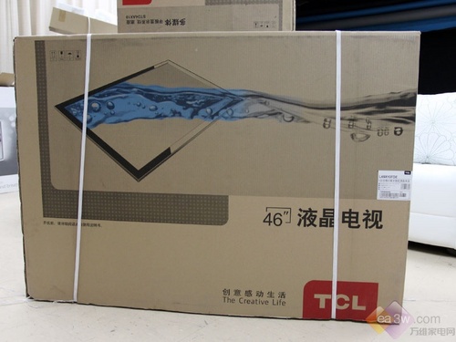 l46x10fde采用tcl液晶电视特色的包装箱,其一条细水从液晶电视屏幕