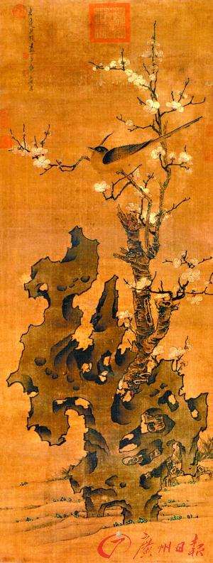 陈洪绶《梅雀》虽然画家用的是一般所谓工笔设色之法,但其精神却与粗