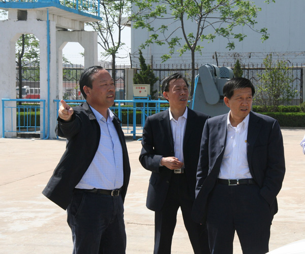 东营市副市长闫树信(左一)在市环保局长刘美海(右一)的陪同下调研广利