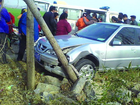 車撞人又撞樹