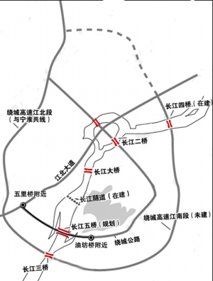 长江五桥拟建双层悬索桥