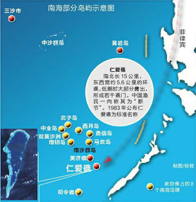 根据公开报道和资料整理,图示中各岛礁属于南沙群岛,行政管辖属中国