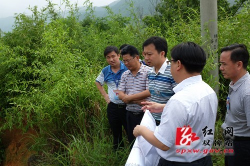 调研中,在双牌县茶林镇中学滑坡隐患点,双牌县委书记苏小康详细了解了