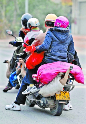 限摩前,骑摩托载人载物多"方便".