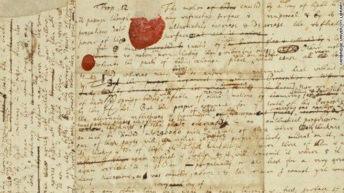 英国剑桥大学日前将"万有引力之父"艾萨克·牛顿(isaac newton)手稿的