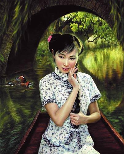 在油画中,女儿就是李壮平的女神