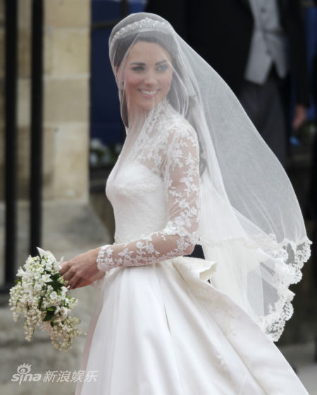 在婚礼上的英国新王妃凯特(资料图片)