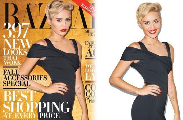 麦莉登杂志封面 典雅黑裙露侧乳纹身