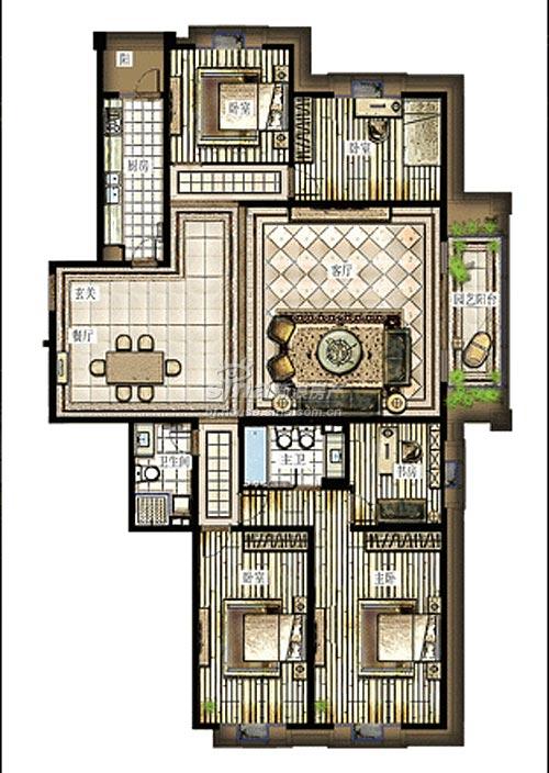 西单·上国阙 户型展示 c1户型四室两厅两卫