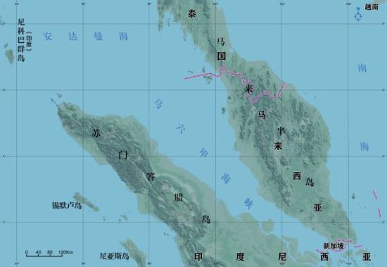 马六甲海峡地图高清图片