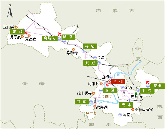 中国地图甘肃省的位置图片