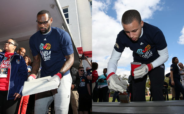 高清-nba全明星关怀行动 詹皇搬砖萌神刷漆