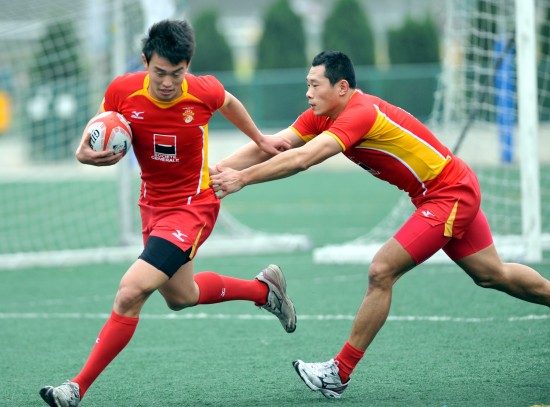 当日,中国橄榄球队在香港跑马地球场进行训练,备战3月23日至25日在